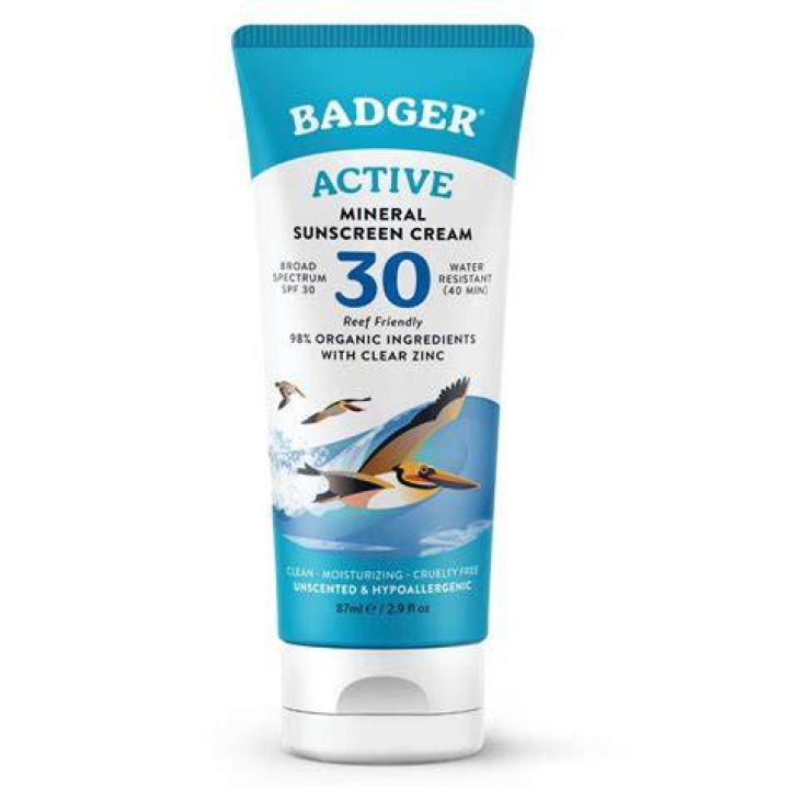 Badger Unscented & Hypoallergenic Clear Zinc Sunscreen Cream SPF 40, 2.