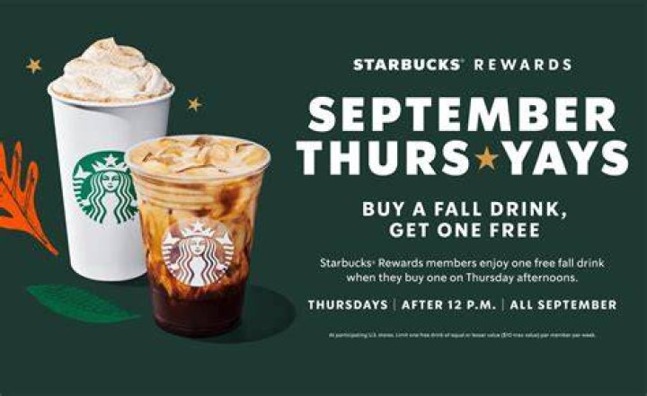 Starbucks BOGO Fall Drinks Enjoy Free Drinks Every Thursday in
